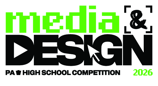 Green and black 2026 Pennsylvania media and design high school competition winning logo